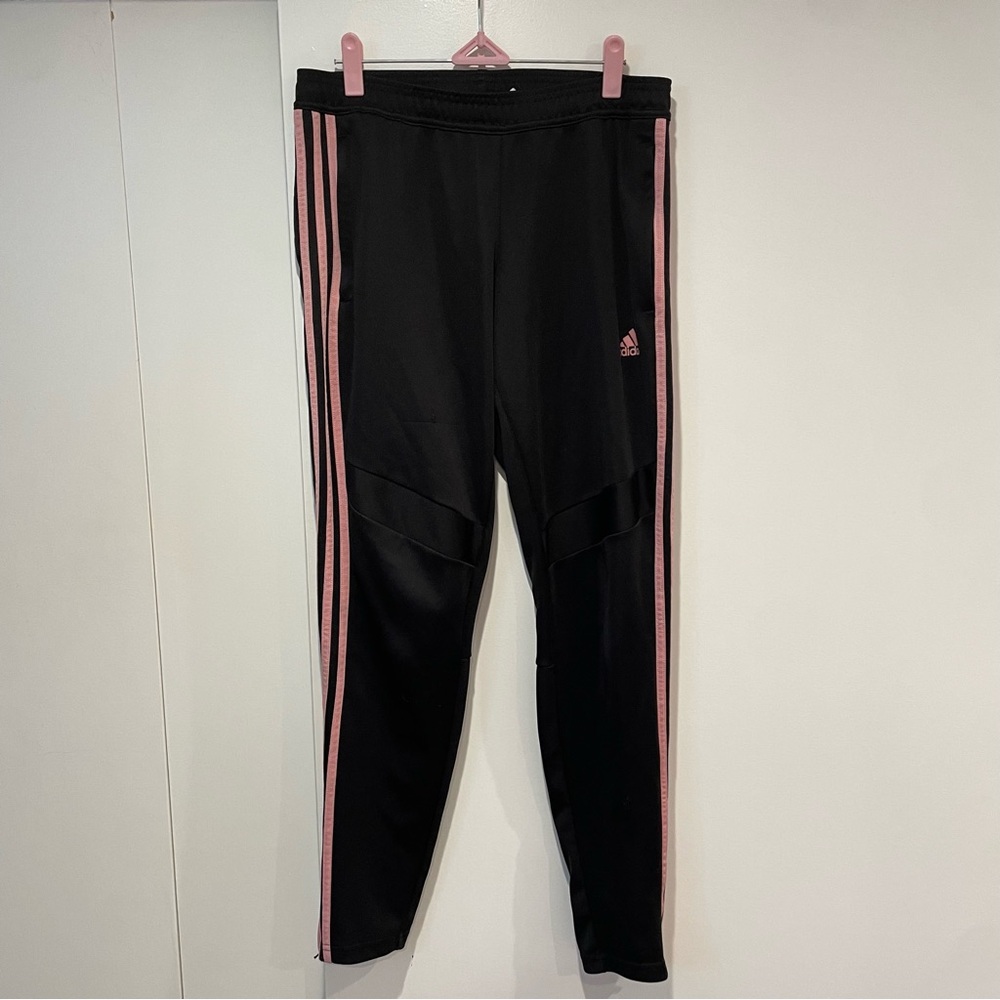 Black and Pink Track Pants with Zipper Cuffs from Adidas